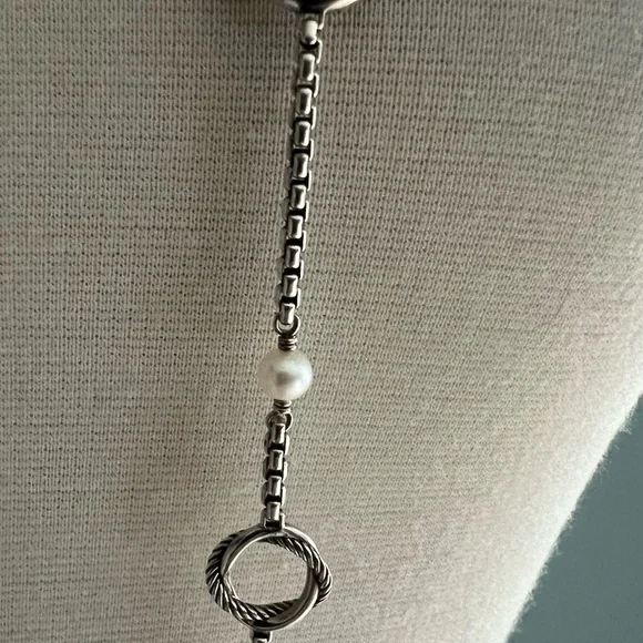 David Yurman Infinity Station Necklace With Cultured Pearls and Toggle Clasp - Picture 4 of 12